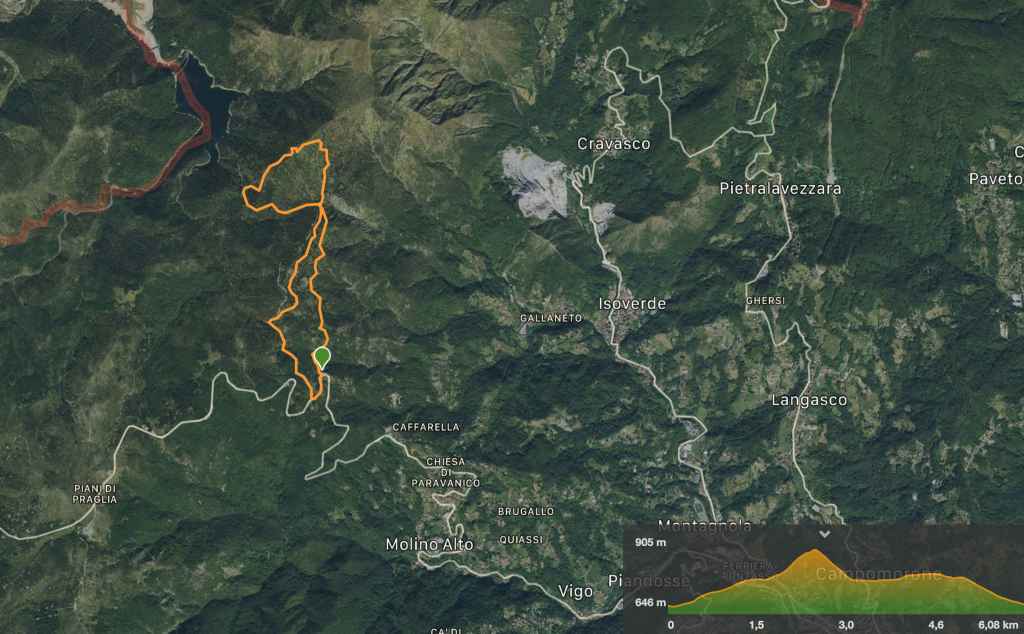 Mappa escursione Osservatorio Bric Guana